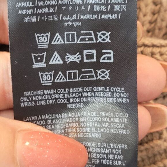 90s EAC Womens Cold Shoulder Ribbed Knit Sweater Sz S Cotton Blend Neutral Tan - Picture 4 of 12